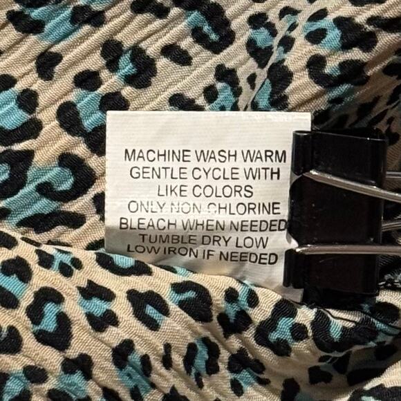 Vintage Notations Top 3/4 Sleeve Leopard Crinkle Animal Y2K Button Up Size Large - Picture 5 of 6